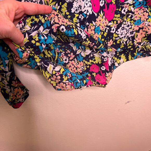 Zara Basic Floral Cotton V-neck Blouse Small - Picture 4 of 10